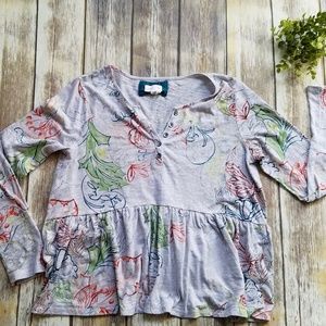 Anthropologie Meadow Rue Peplum LS Top SMALL